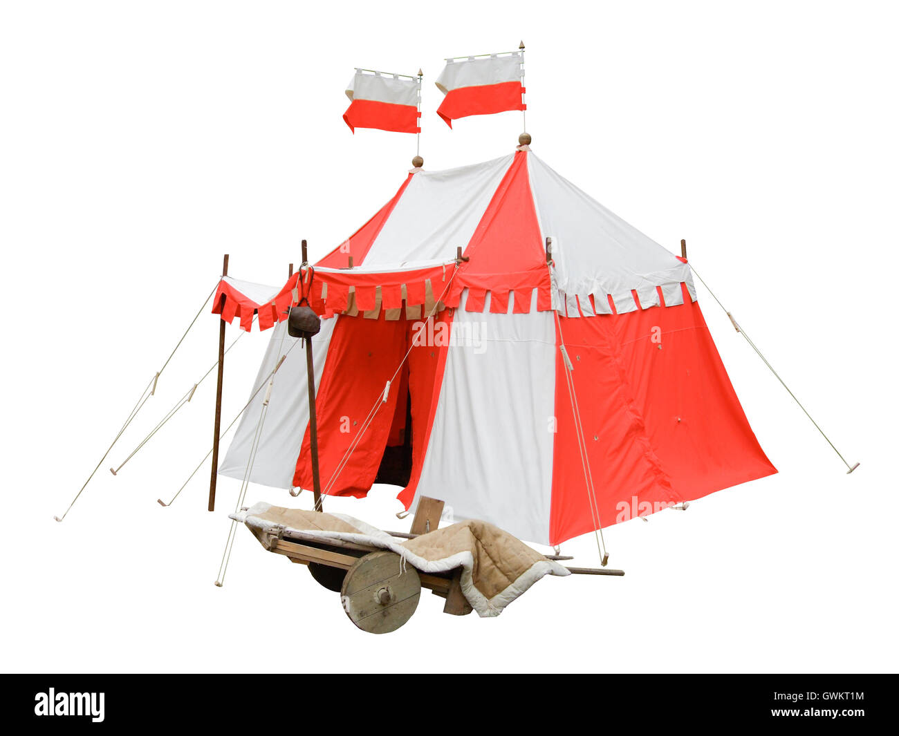 Tenda medievale isolato su uno sfondo bianco Foto Stock