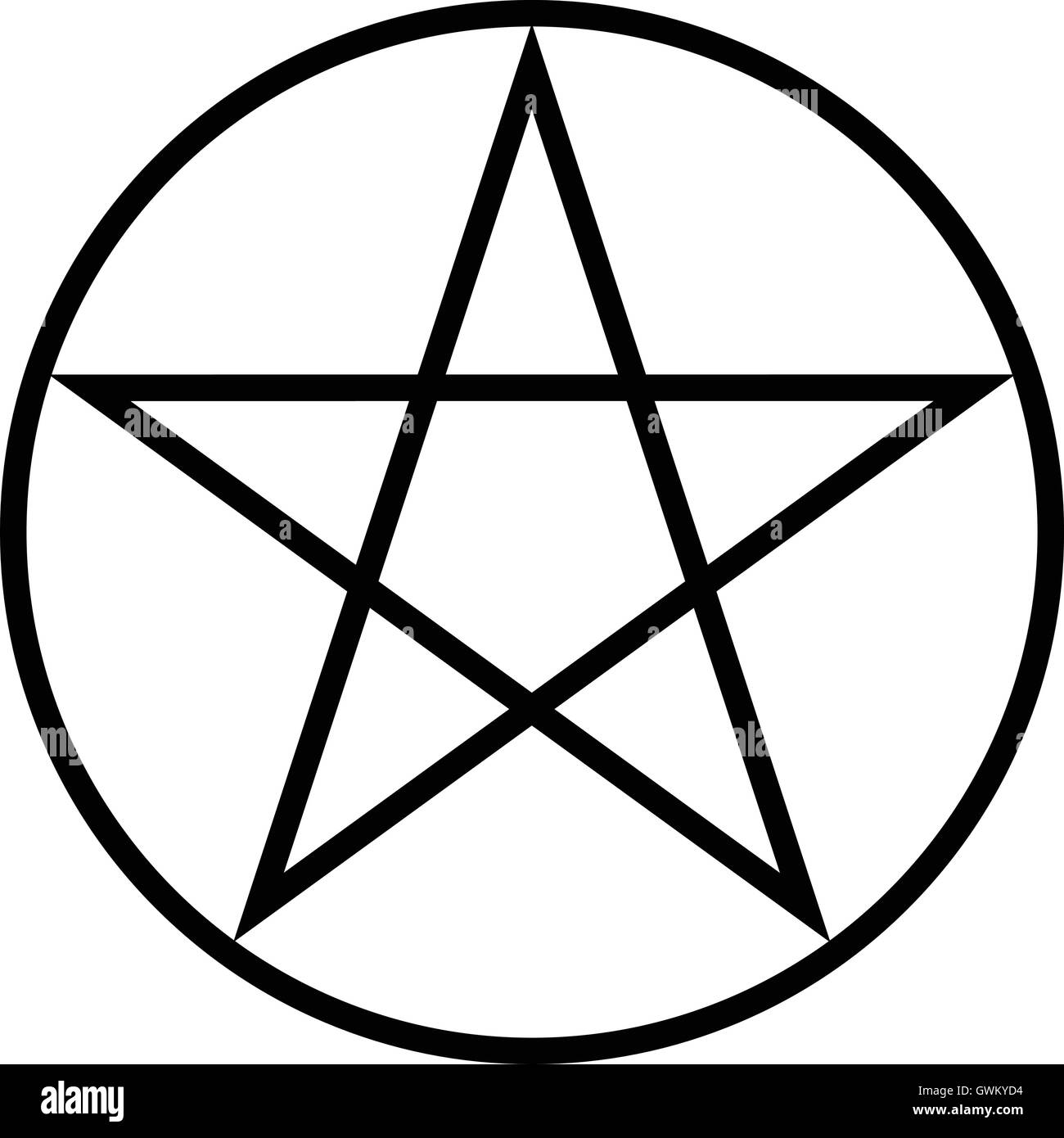 Icona di pentagram. La stella nera in un cerchio, isolato illustrazione vettoriale Illustrazione Vettoriale