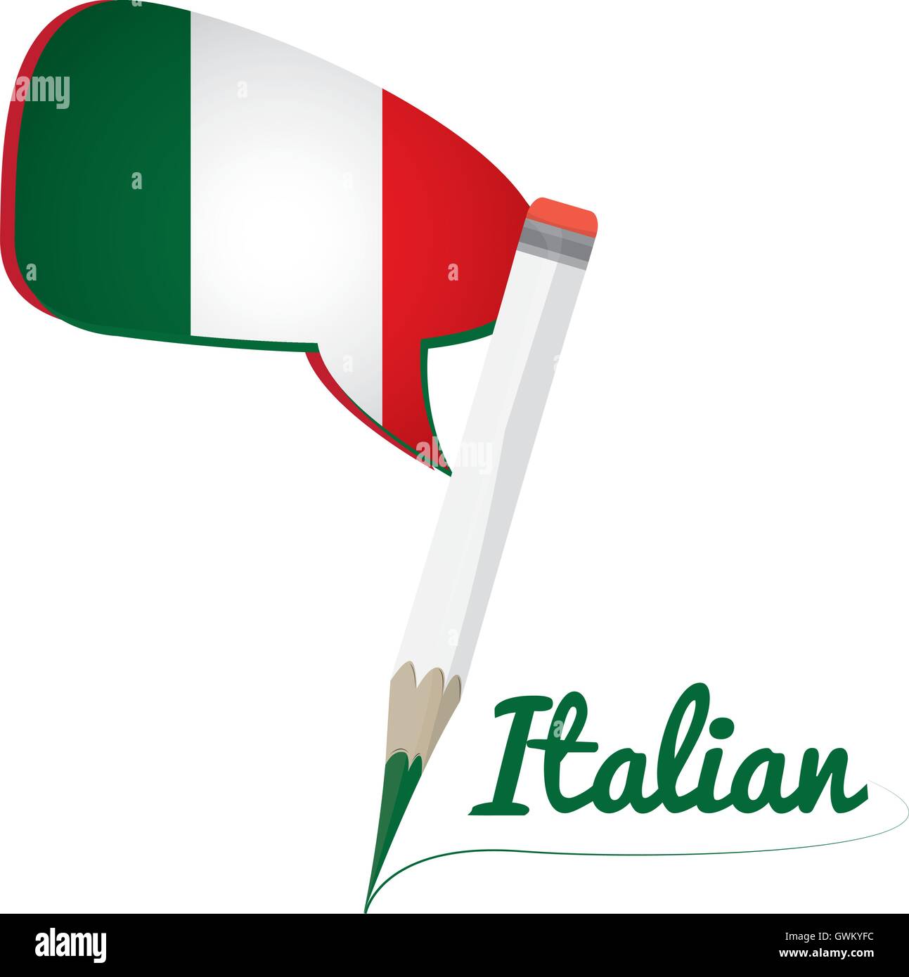 Imparare la lingua italiana graphic design, isolato matita, illustrazione vettoriale Illustrazione Vettoriale
