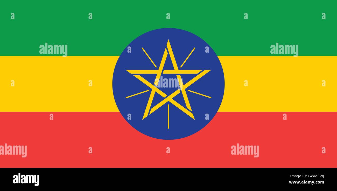 Etiopia bandiera, colori ufficiali e la proporzione, accurata illustrazione vettoriale. Illustrazione Vettoriale