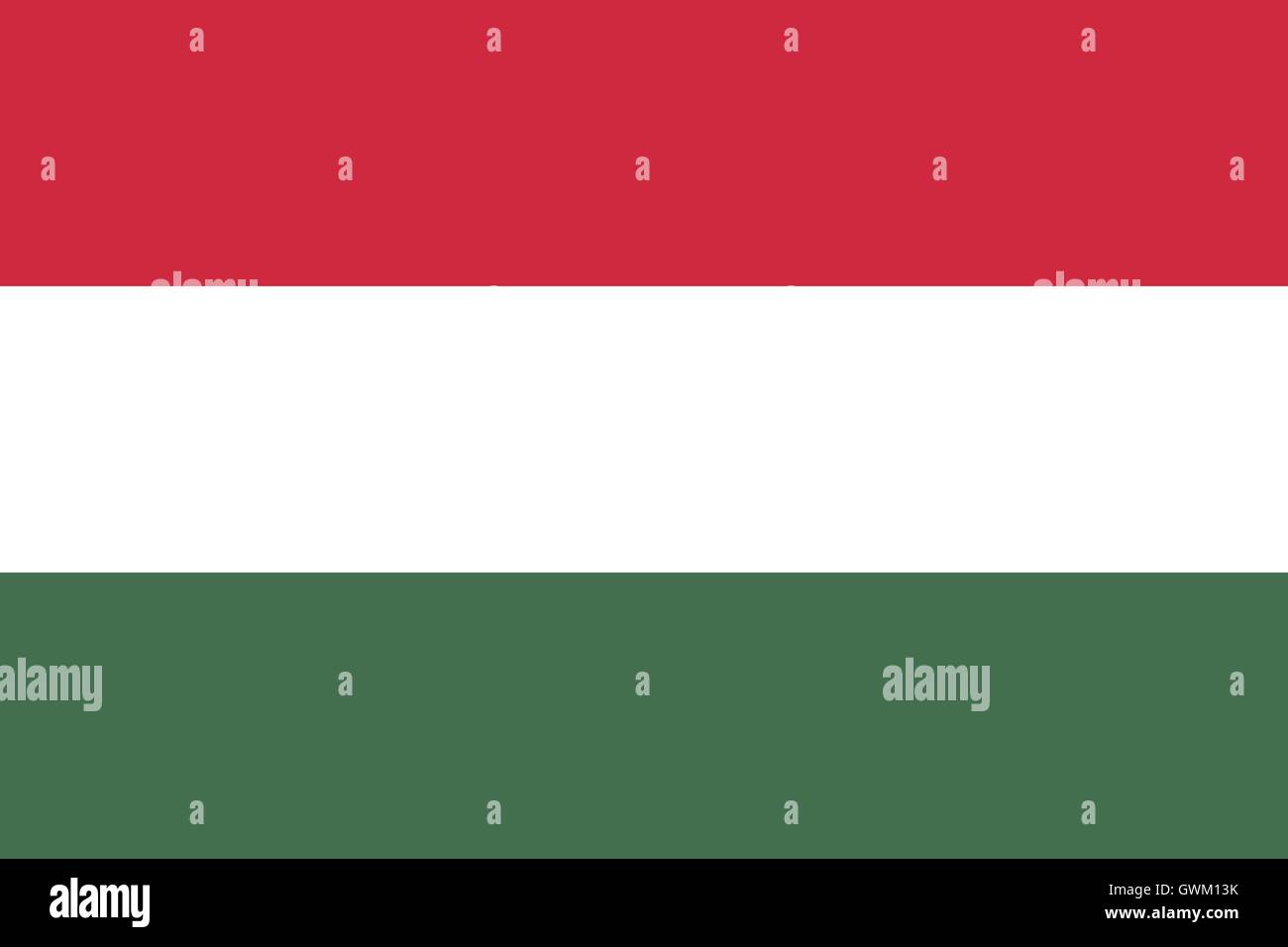 Ungheria bandiera, colori ufficiali, proporzione corretta, accurata illustrazione vettoriale. Illustrazione Vettoriale