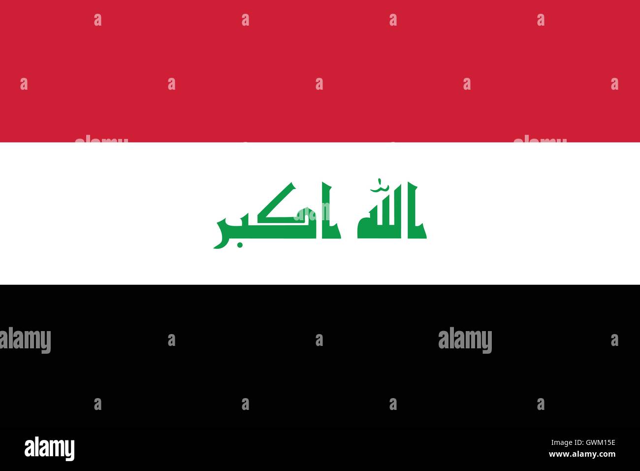 Iraq bandiera, colori ufficiali e la proporzione, accurata illustrazione vettoriale. Illustrazione Vettoriale