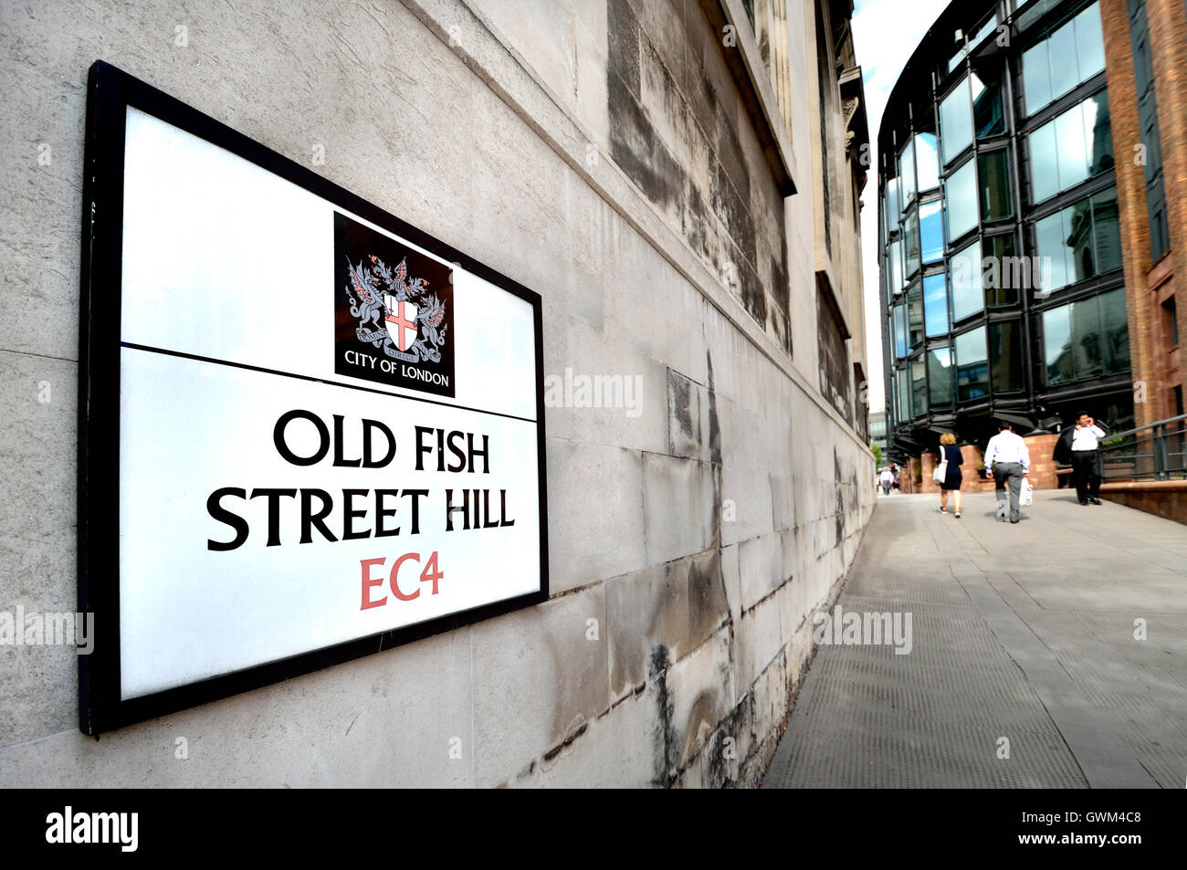 Londra, Inghilterra, Regno Unito. Vecchia strada di pesce Hill, EC4 Foto Stock