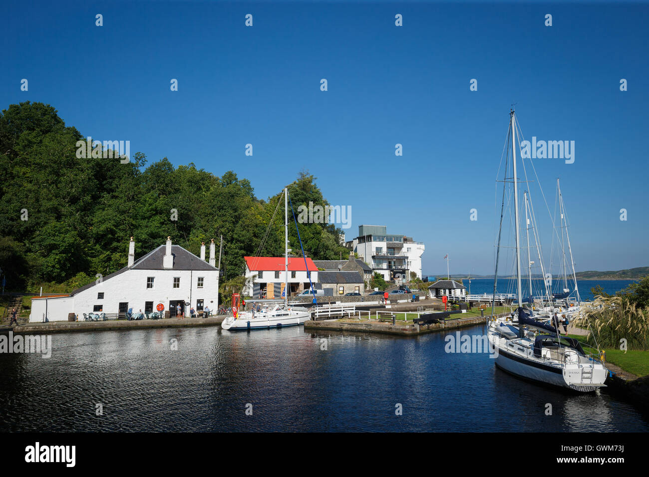 Crinan Cafe sul mare Crinan serratura, Lochgilphead, Scozia Foto Stock