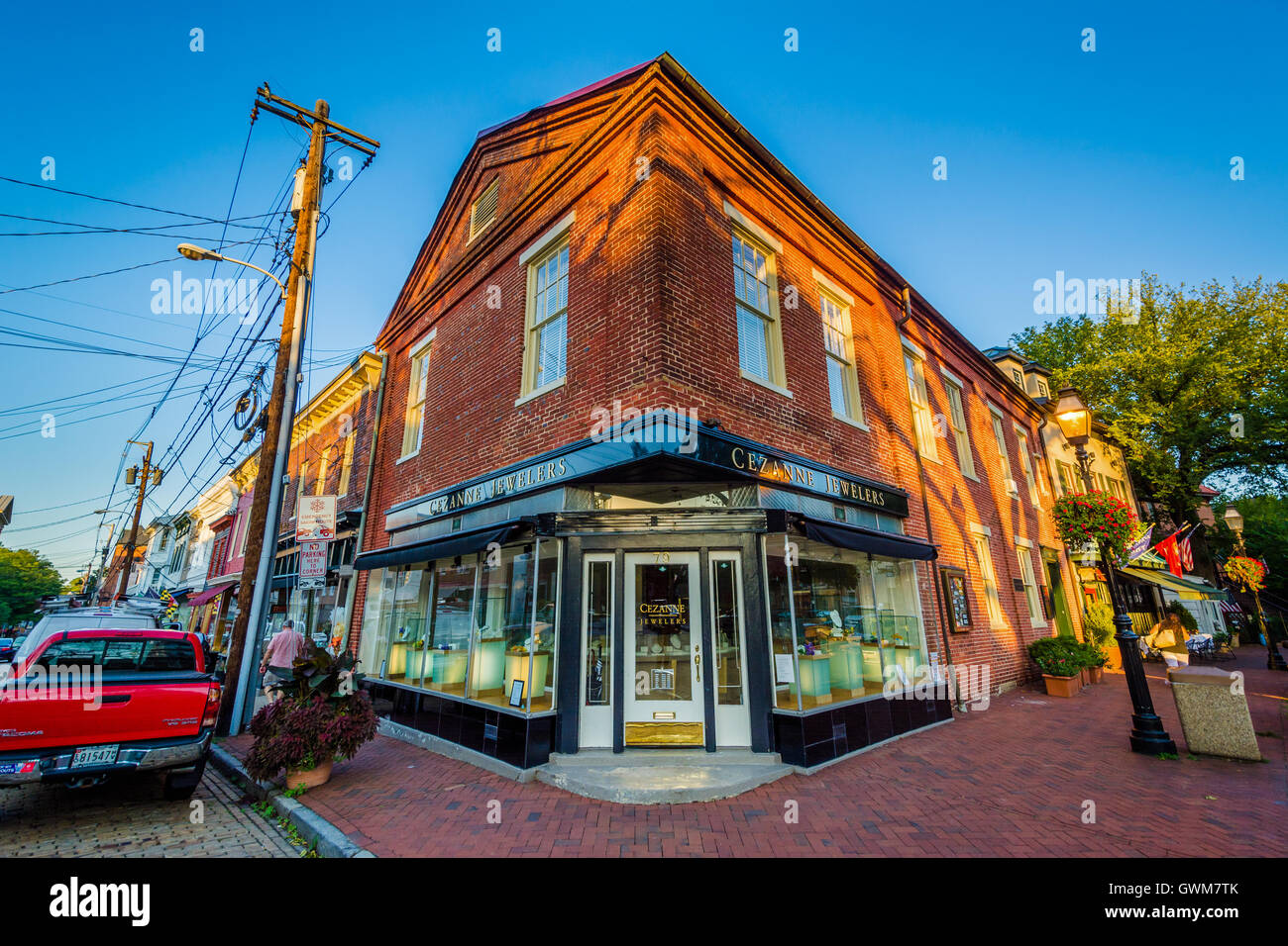 Vecchi edifici in mattoni di downtown Annapolis, Maryland. Foto Stock