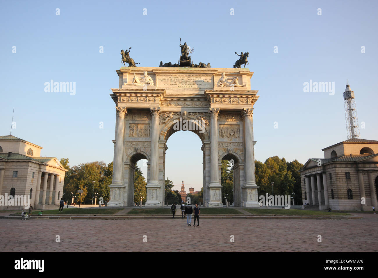 Arco della Pace, Milano, Italia, monumenti e siti storici, attrazioni turistiche, turismo Foto Stock