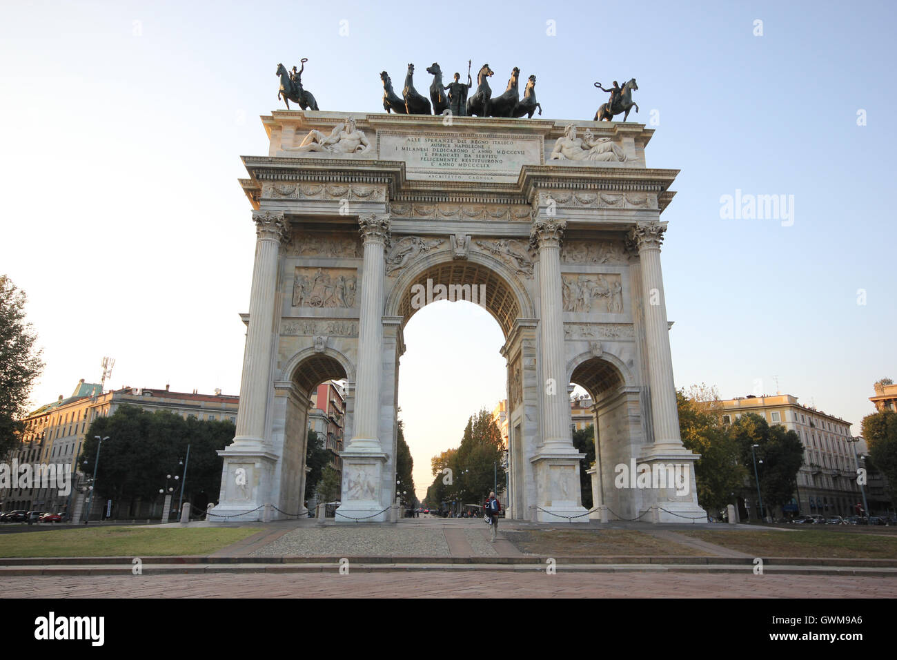 Arco della Pace, Milano, Italia, monumenti e siti storici, attrazioni turistiche, turismo Foto Stock