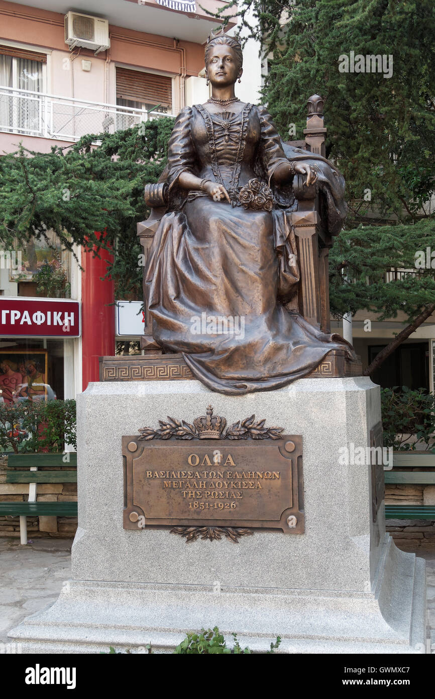 Salonicco, Grecia - 13 Settembre 2016: Olga Constantinovna della Russia statua. Foto Stock