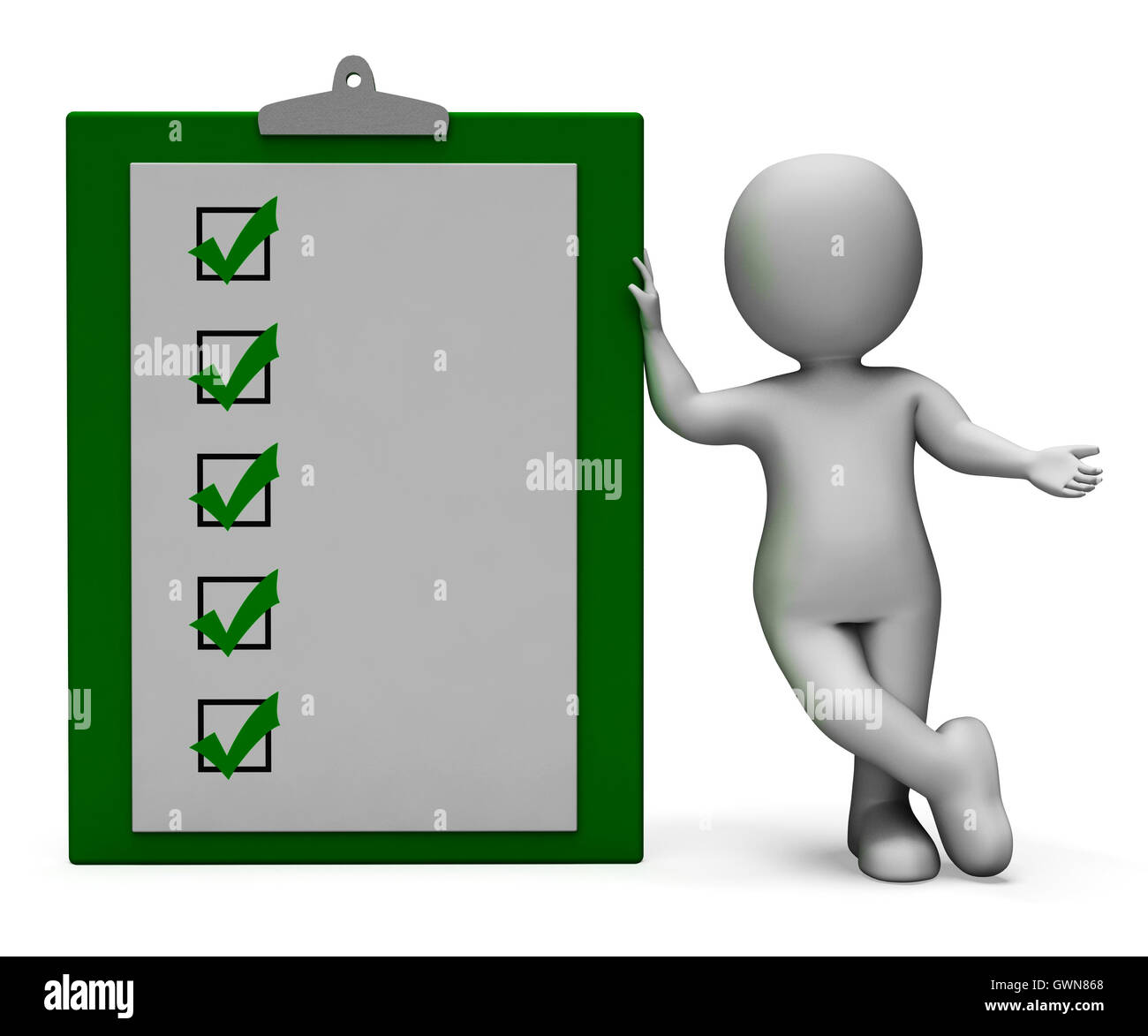 Elenco di controllo appunti mostra il test o il sondaggio Foto Stock