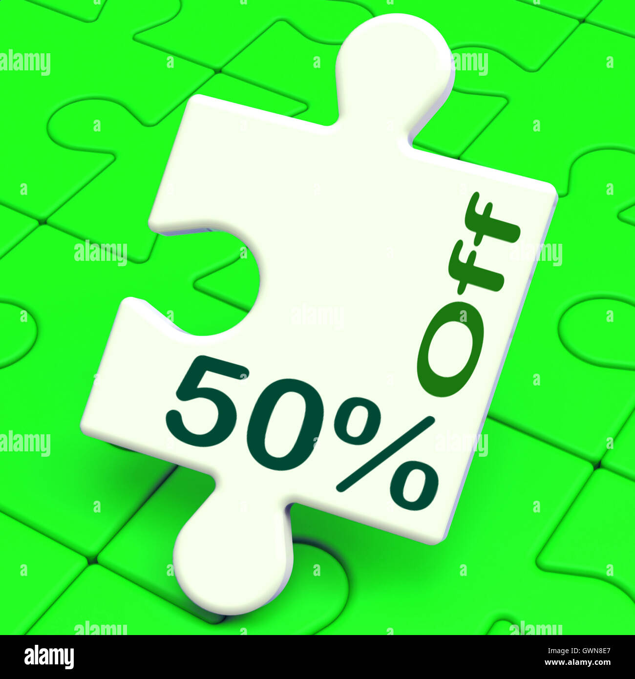 Il cinquanta per cento Off mezzi Puzzle di sconto o di vendita del 50% Foto Stock