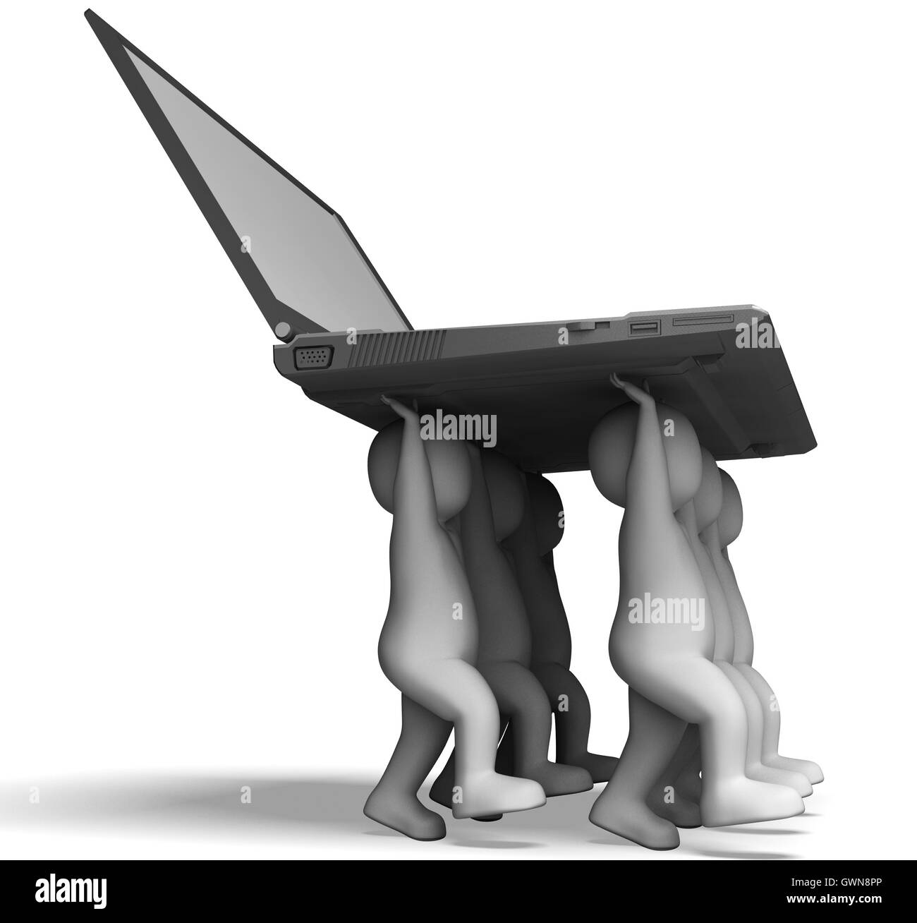 Laptop e caratteri che mostra la programmazione Web Online Foto Stock