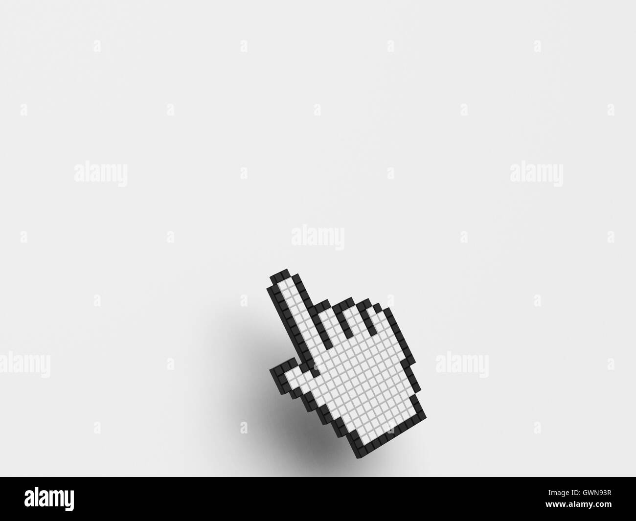 Cursore mano su sfondo bianco mostra Copyspace vuoto Sito web Foto Stock