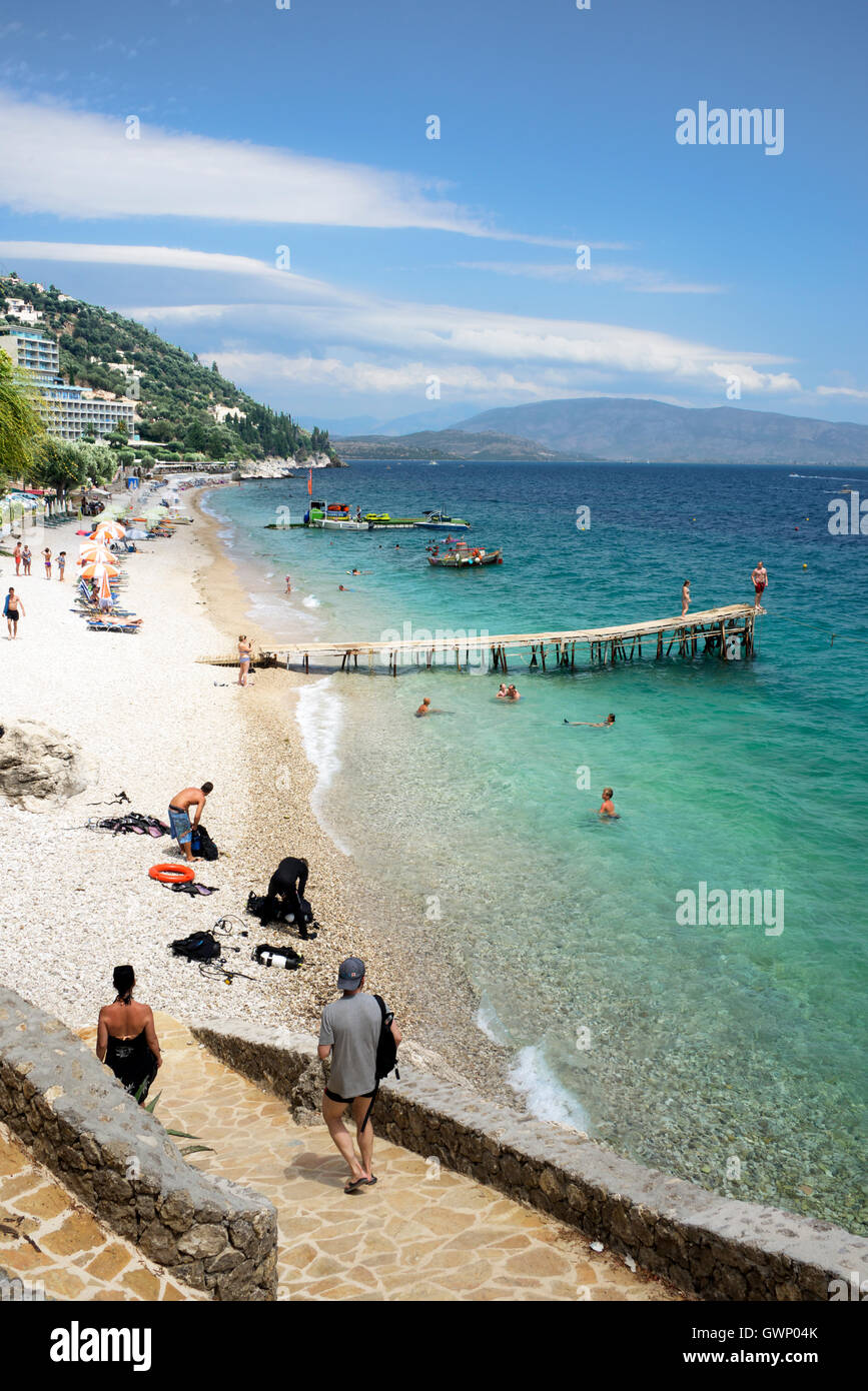 Spiaggia Krouzeri Nord Est Corfu ISOLE IONIE Grecia Foto Stock