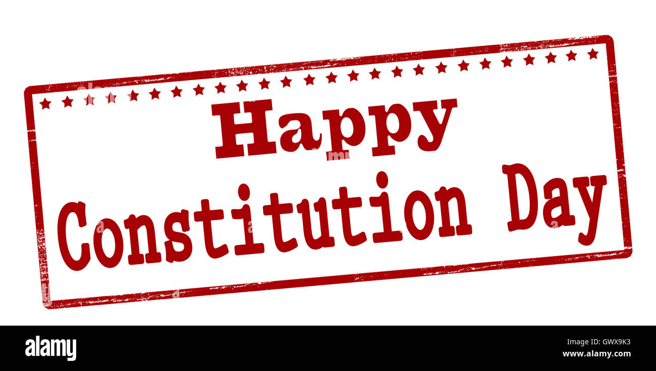 Timbro di gomma con testo felice giorno della costituzione all'interno, illustrazione vettoriale Foto Stock