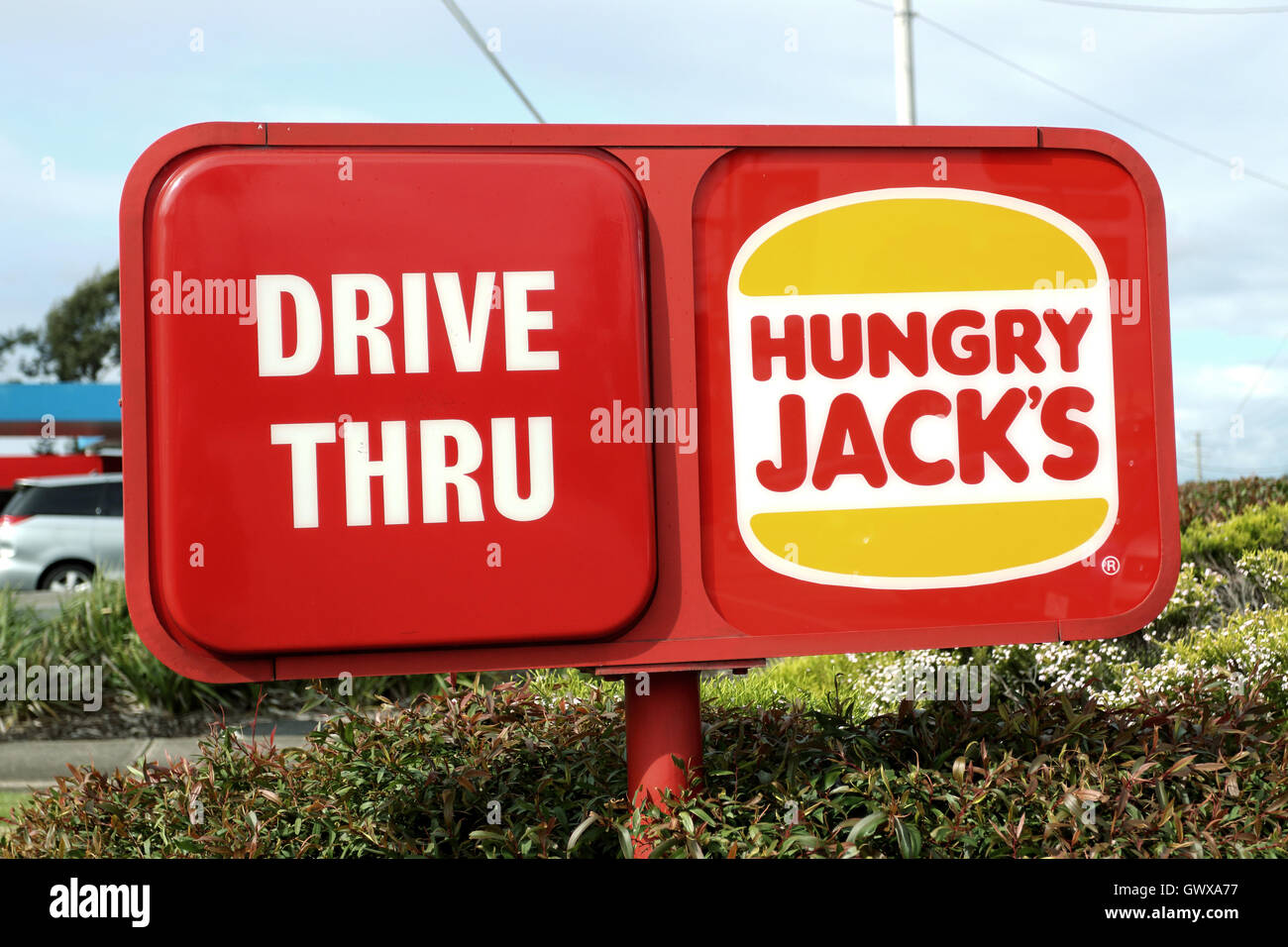 Fame Jack's Burger King Australian una catena di fast food unità pasto logo passante Foto Stock