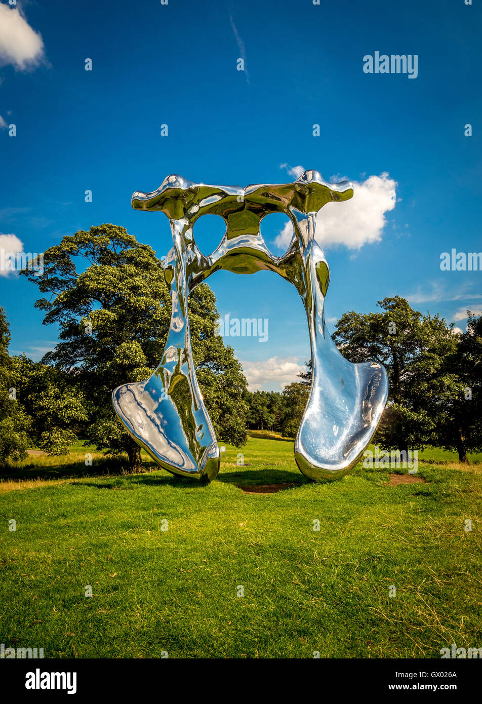 Pelvi, 2008. Scultura dell'artista svizzero non fondamentale, a Yorkshire Sculpture Park, vicino a Wakefield, Inghilterra, Regno Unito. Foto Stock