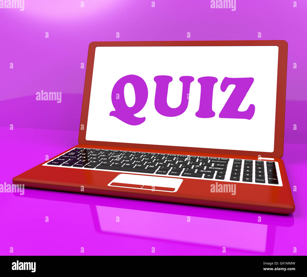 Quiz mezzi Laptop Quizzing Test o domande on-line Foto Stock