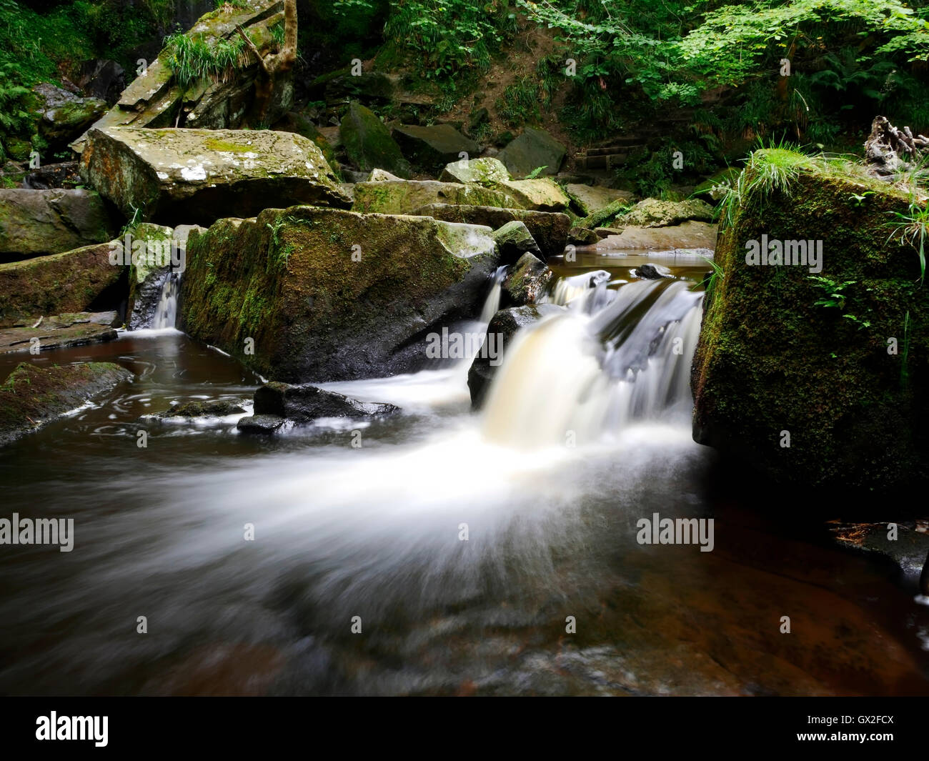 Mallyan Spout cascata Goathland Aidensfield North Yorkshire Moors England Regno Unito Regno Unito Gran Bretagna GB cascate di acqua r Foto Stock