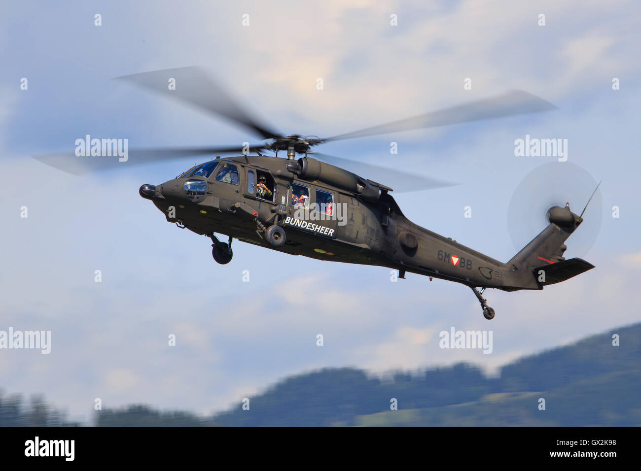 Elicottero UH-60 Black Hawk ad Airpower in Zeltweg, Austria Foto Stock