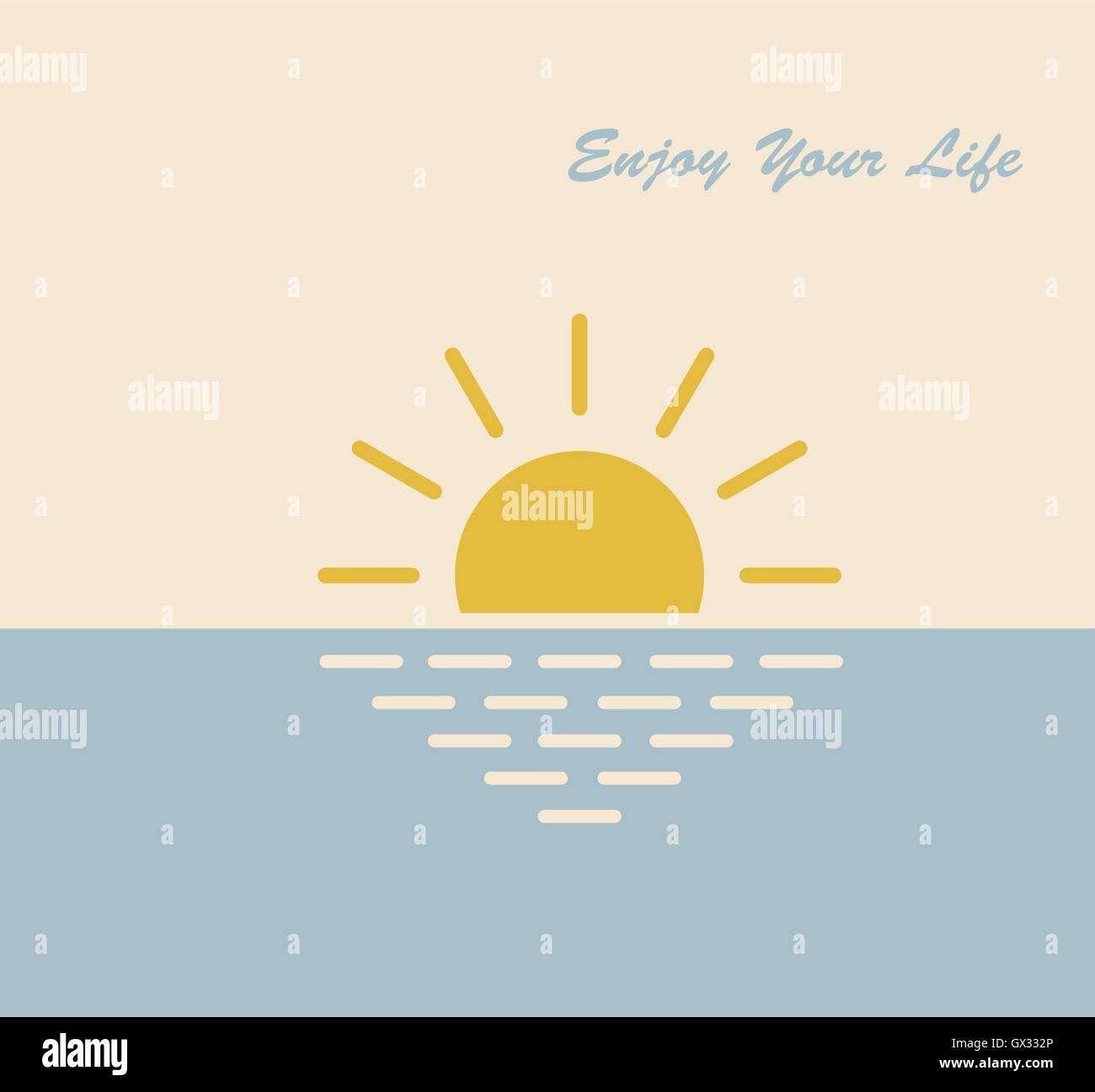 Sole mare natura godendo di vettore illustrazione del simbolo Illustrazione Vettoriale