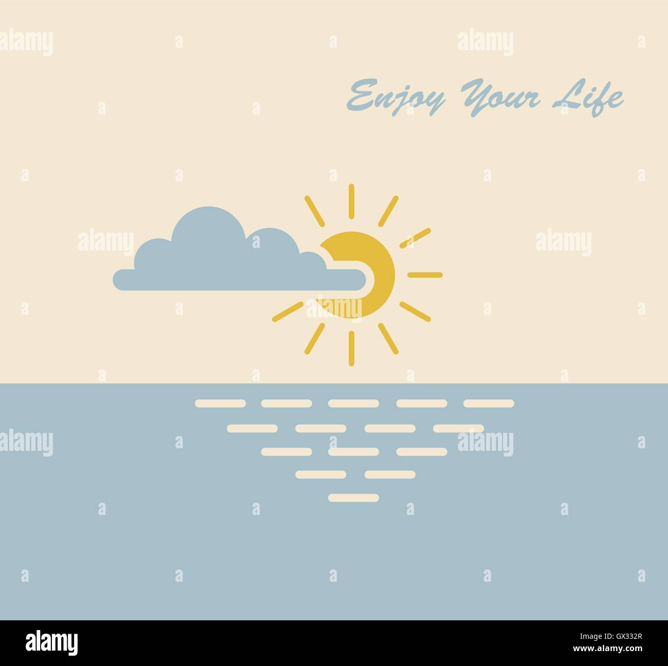 Sole mare natura godendo di vettore illustrazione del simbolo Illustrazione Vettoriale