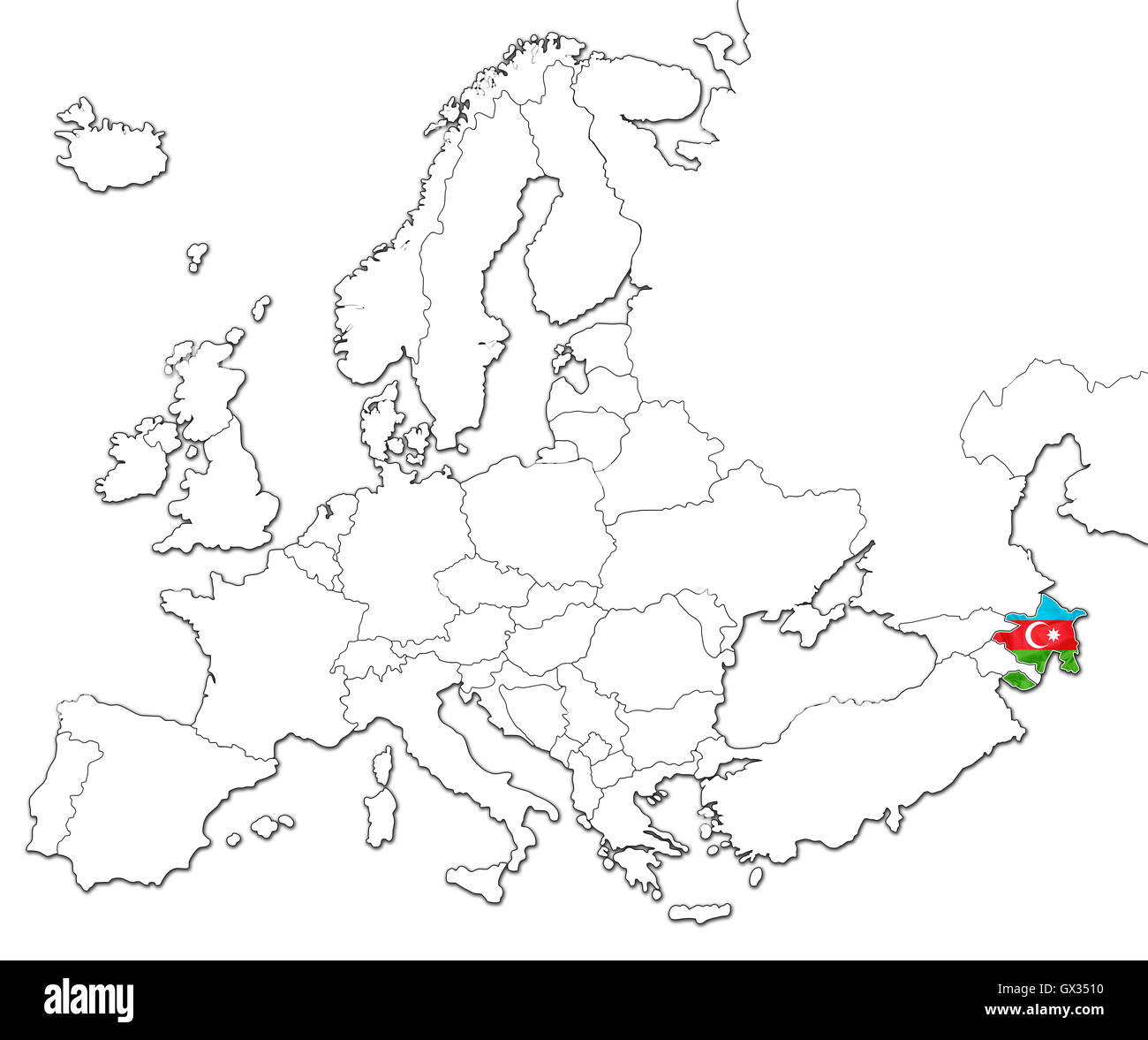 Mappa di Azerbaigian Foto Stock