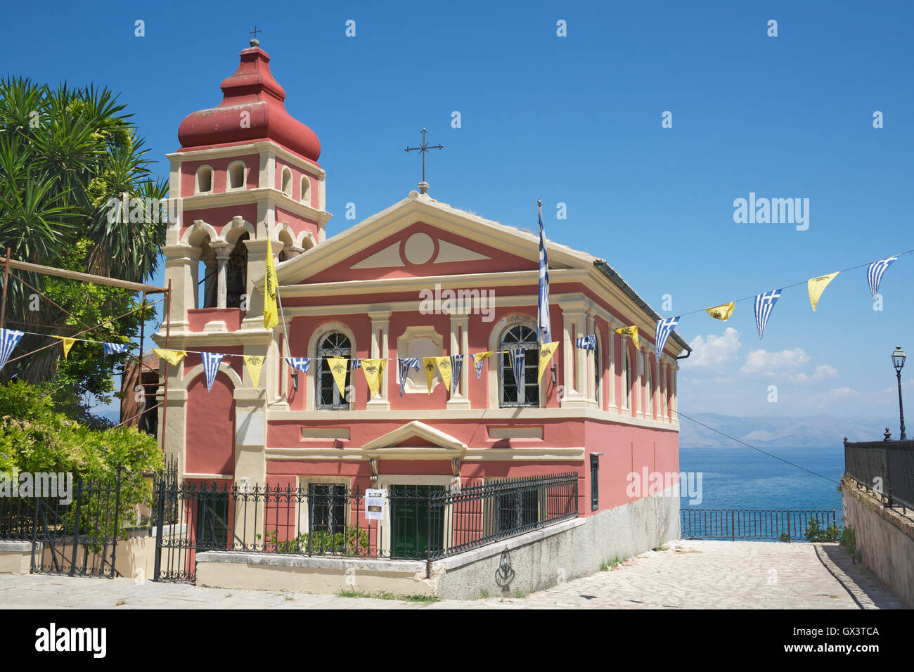 Chiesa Greco Ortodossa Panagia Mandrakina Corfu ISOLE IONIE Grecia Foto Stock