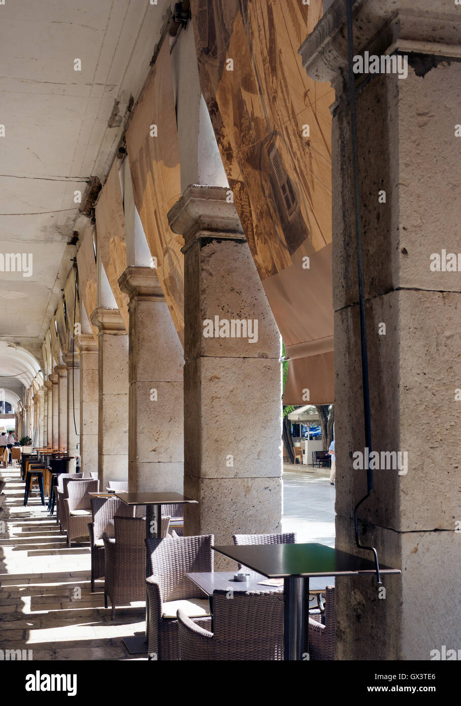 Il Verandah cafe il Liston Corfu ISOLE IONIE Grecia Foto Stock