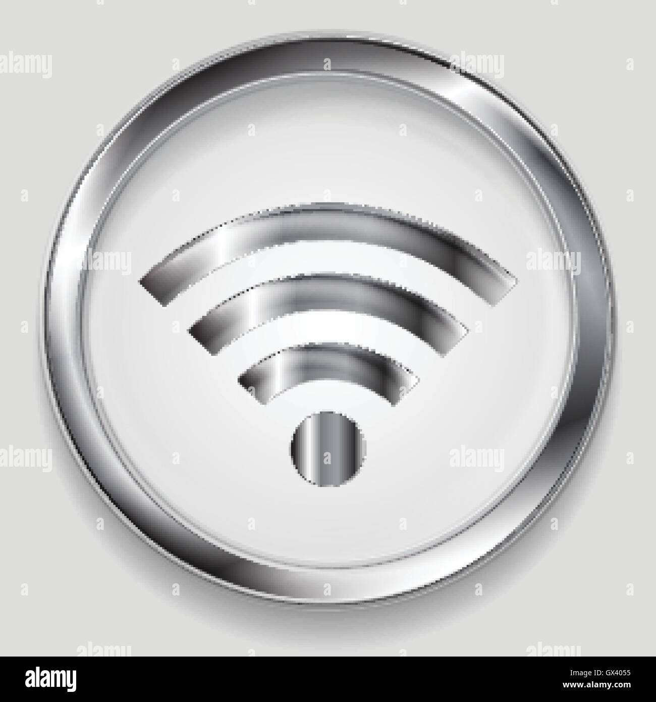 Argento metallico wifi icona tech design di rete. Wi-fi tecnologia wireless design vettoriali Illustrazione Vettoriale
