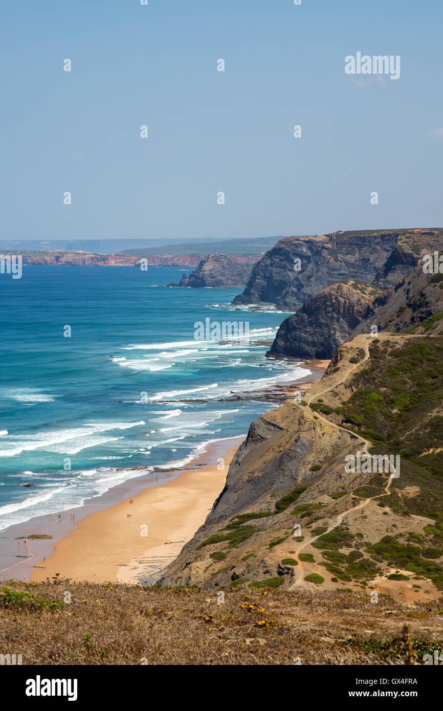 Il Portogallo costa ovest scogliera vista superiore Foto Stock
