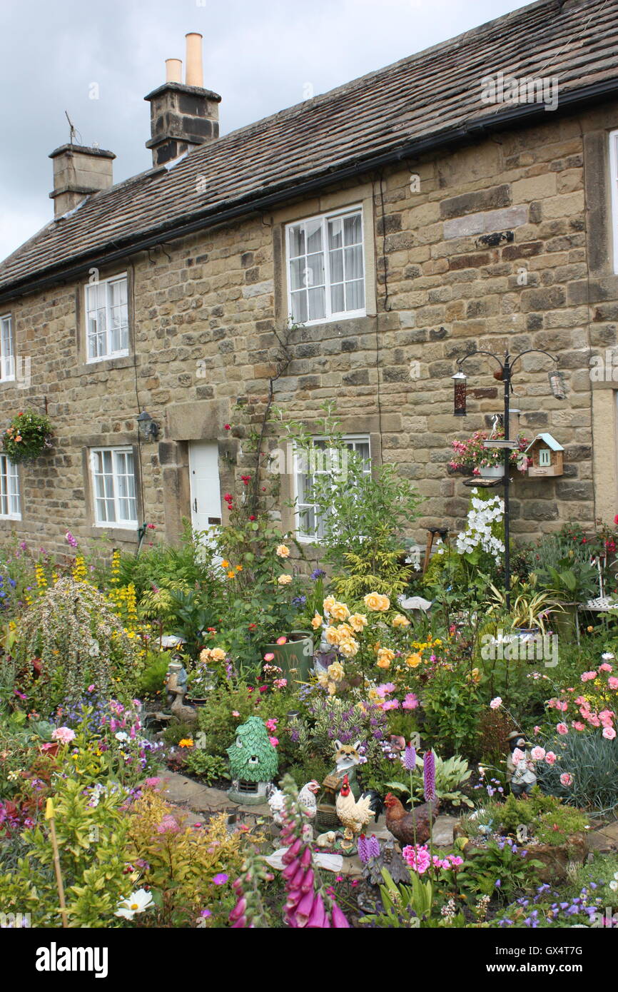 La peste cottages in Eyam, Derbyshire, Inghilterra Foto Stock