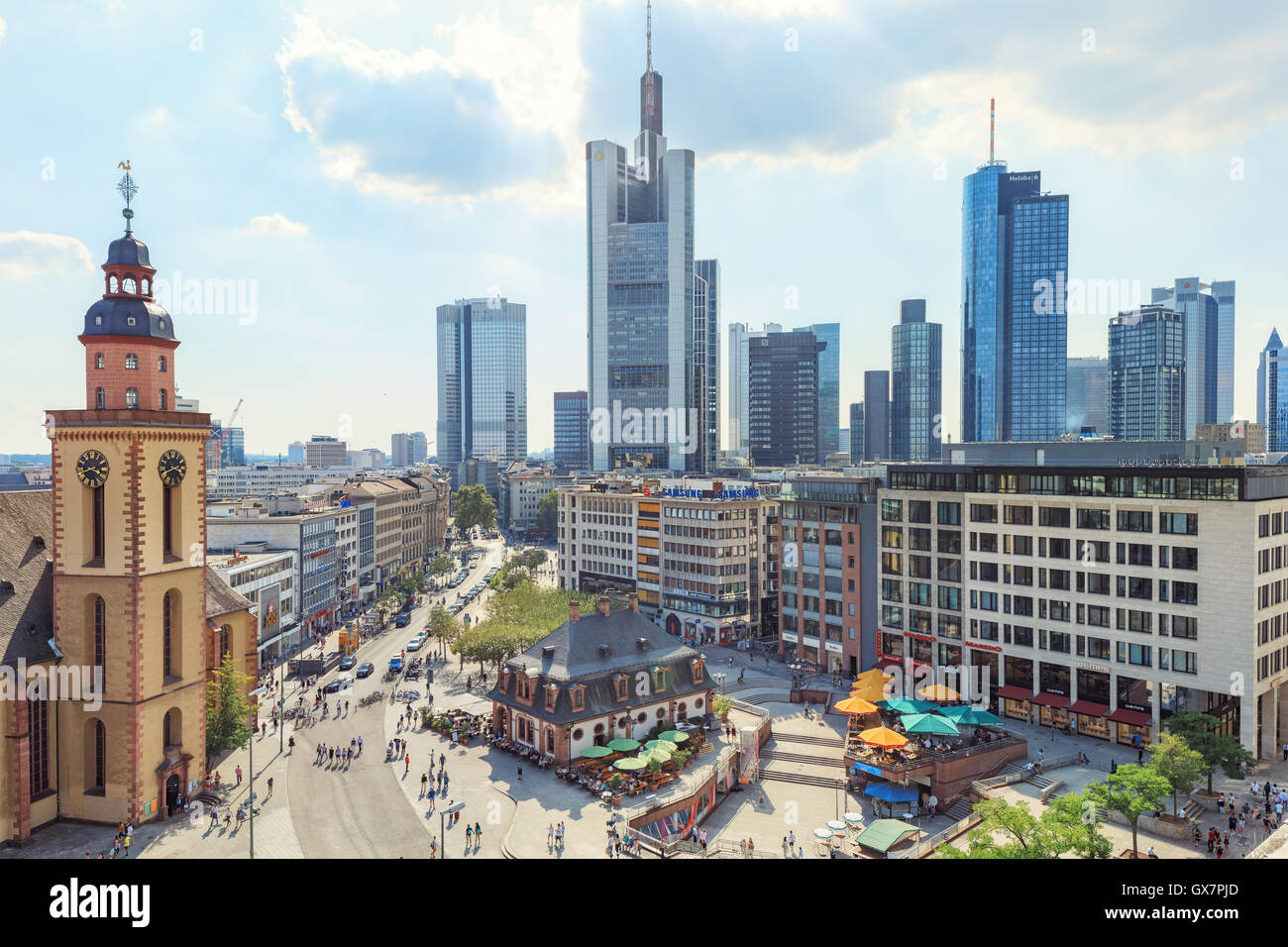 Skyline del moderno Frankfurt am Main, Germania Foto Stock