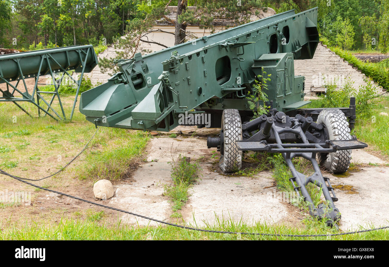 Lanciatore di S-2 Sopka sistema di difesa costiero dall' Unione Sovietica Foto Stock