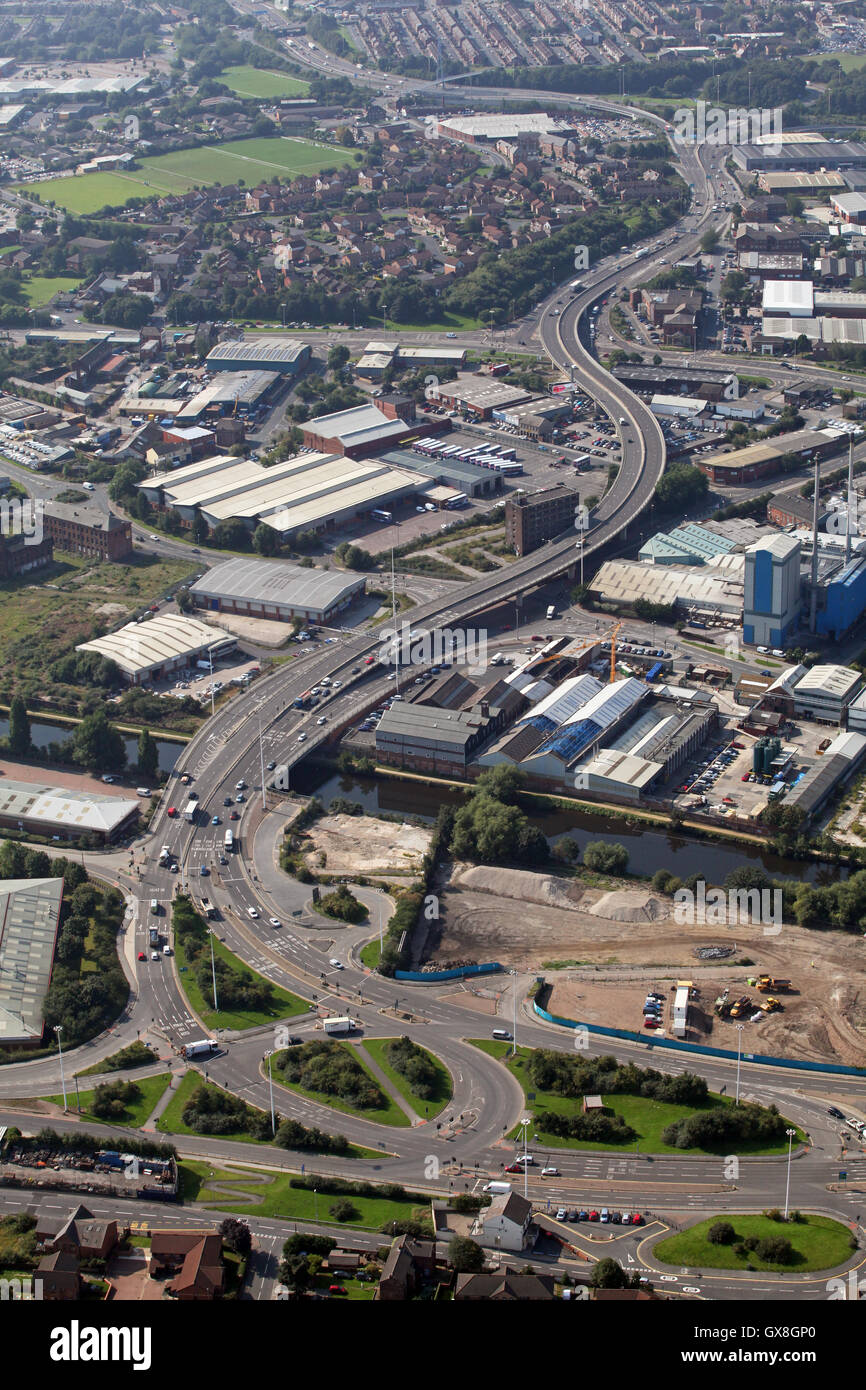 Vista aerea della A61 South Leeds strada di collegamento tra la M621 e A63 Foto Stock