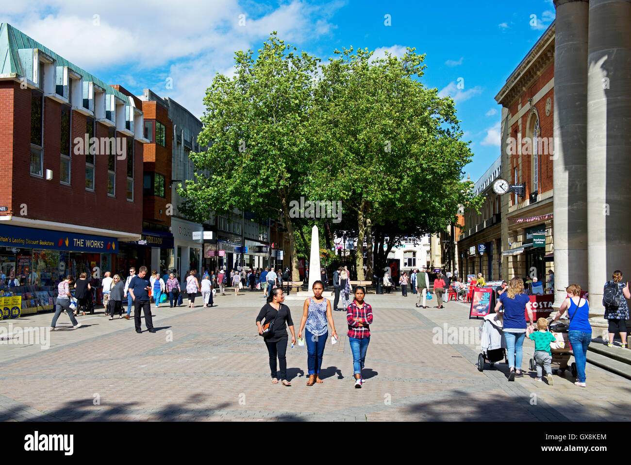 Il centro della città, Peterborough, CAMBRIDGESHIRE, England Regno Unito Foto Stock