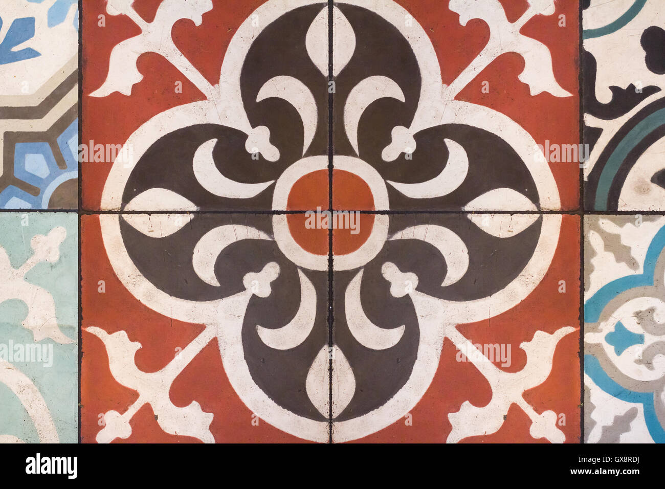 Vista dettagliata del Portogallo azulejo tile Foto Stock
