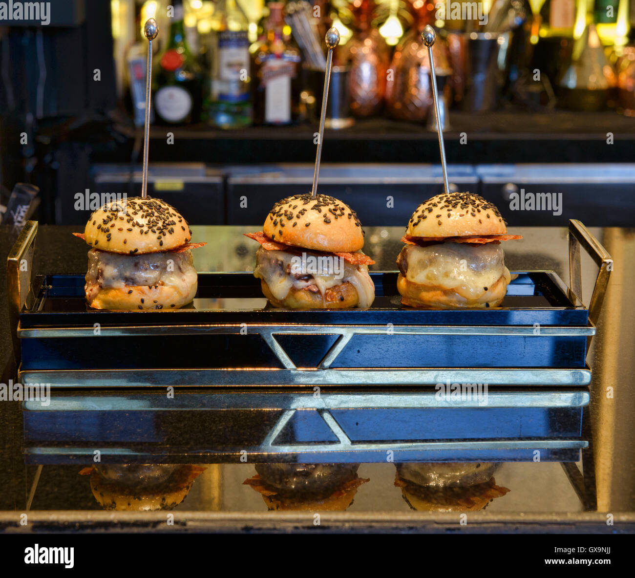 Mini Gourmet hamburger, Bangkok, Thailandia Foto Stock