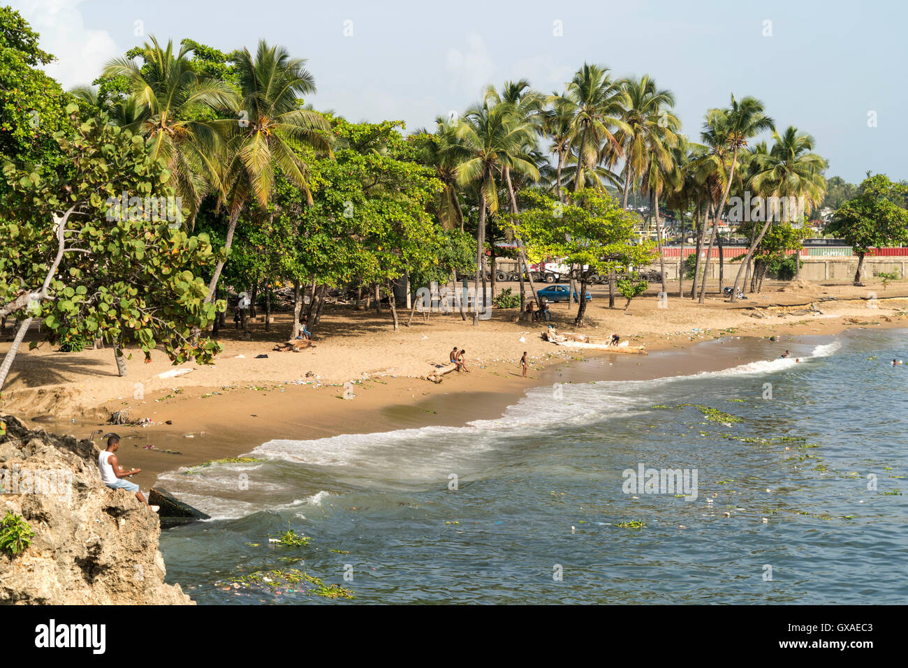 Stadtstrand Playa Montesinos, Hauptstadt Santo Domingo, Dominikanische Republik, Karibik, Amerika | città spiaggia Playa Monte Foto Stock
