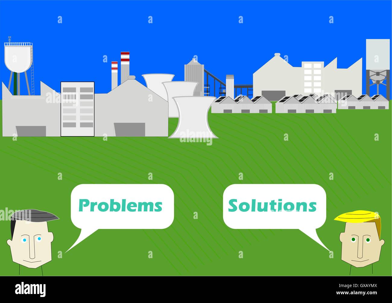 Industrie o non. soluzioni o problemi Illustrazione Vettoriale