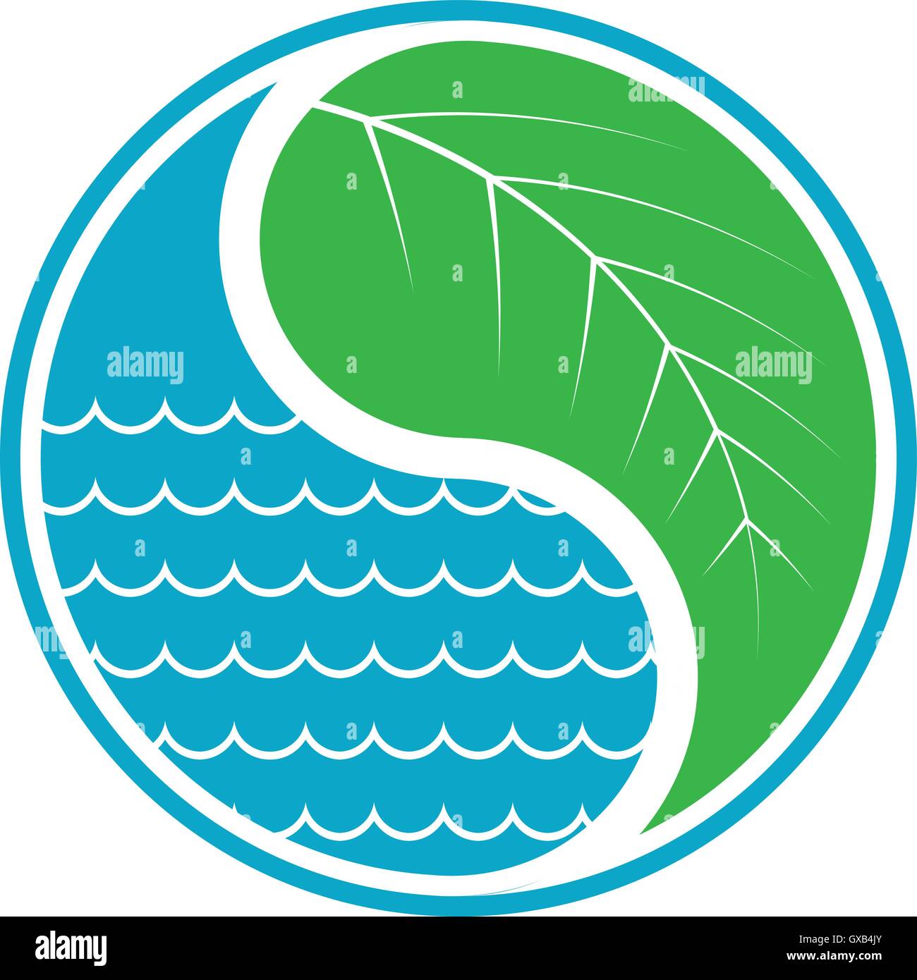 Foglia e caduta di acqua eco-NOZIONE Illustrazione Vettoriale