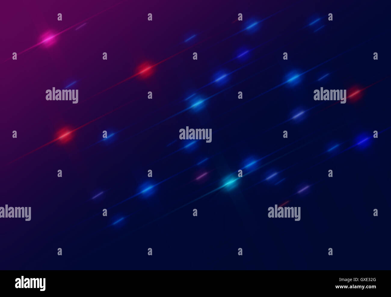 Spazio astratto sfondo stellato illustrazione composta da stilizzata battenti variegata di rosso, blu e viola stelle (luci) Foto Stock