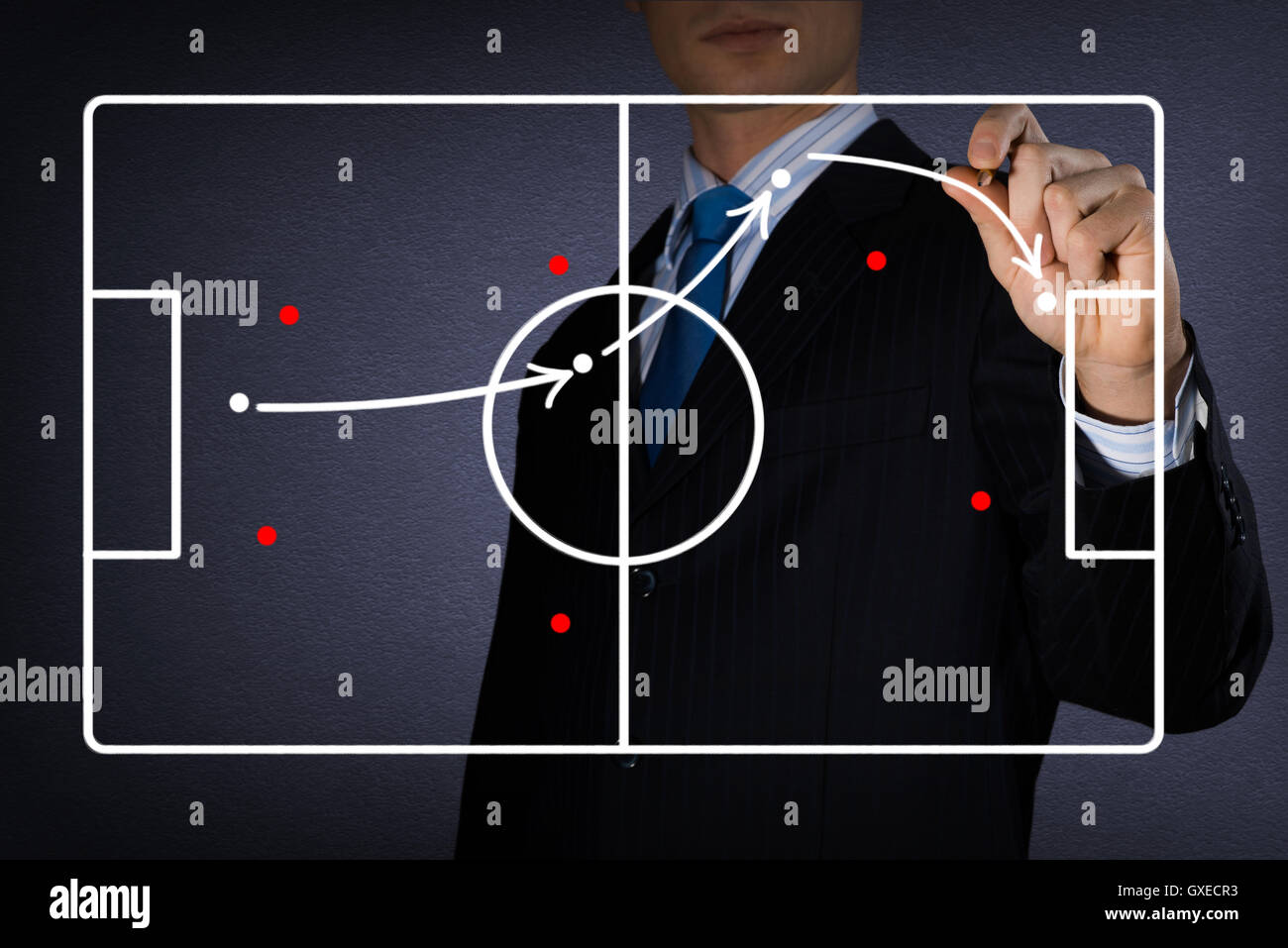 Schema di una partita di calcio Foto Stock