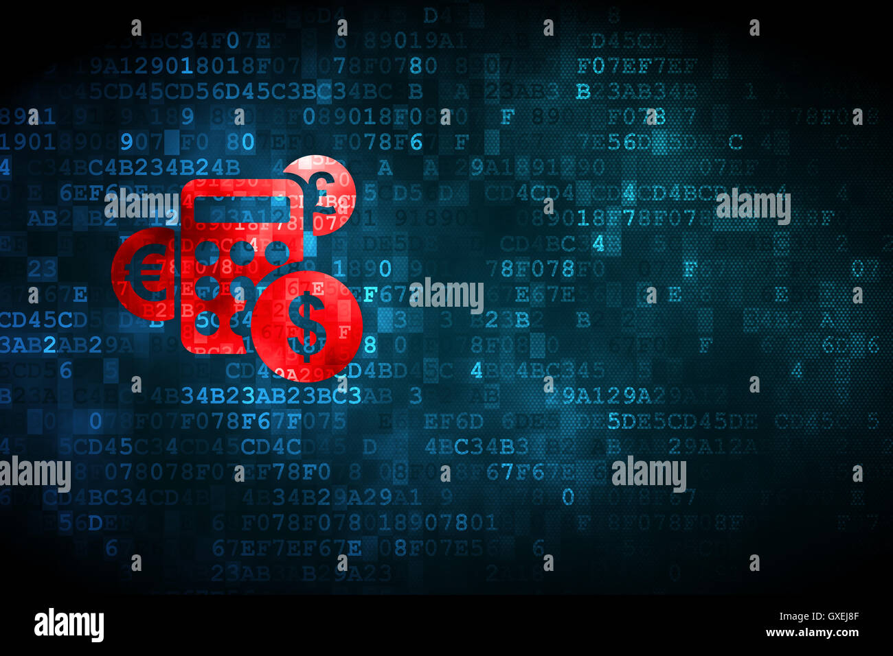 News concept: Calcolatrice su sfondo digitale Foto Stock