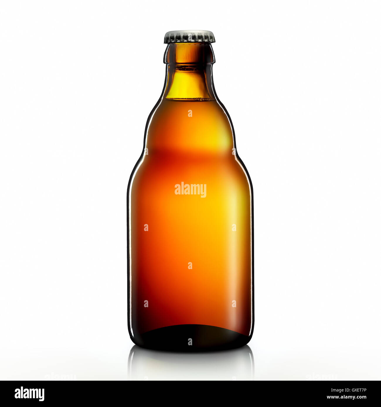 Bottiglia di birra o di sidro con percorso di clipping isolati su sfondo bianco Foto Stock