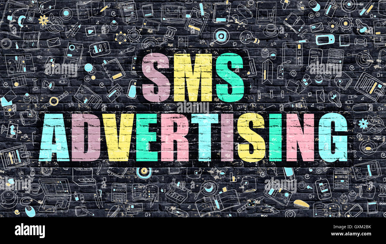 Gli SMS pubblicitari in multicolore. Doodle Design. Foto Stock