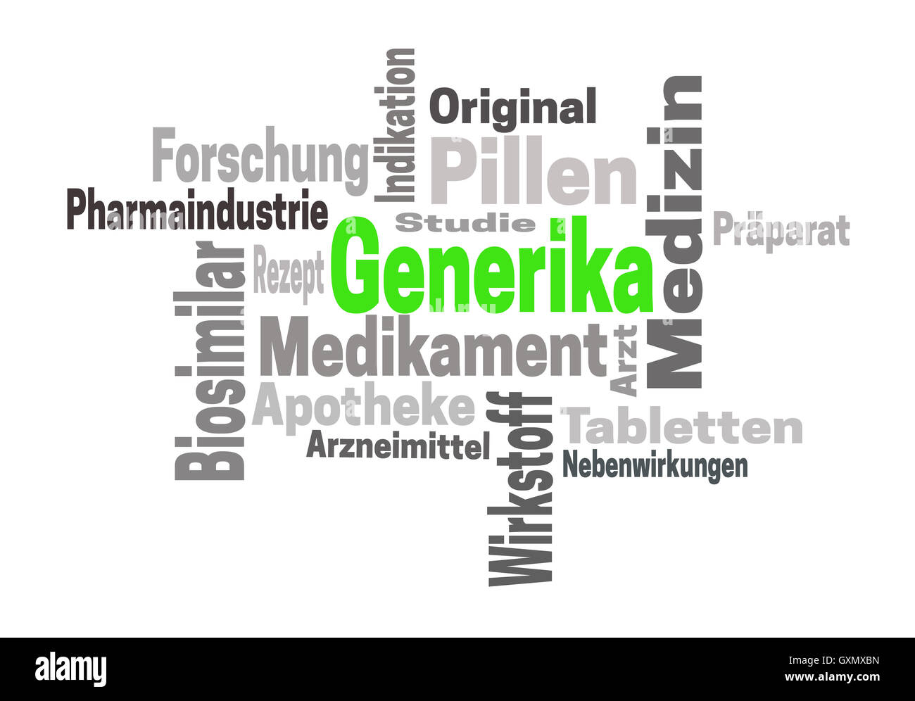 Generika (in tedesco la medicina generica) parola concetto di cloud computing. Foto Stock