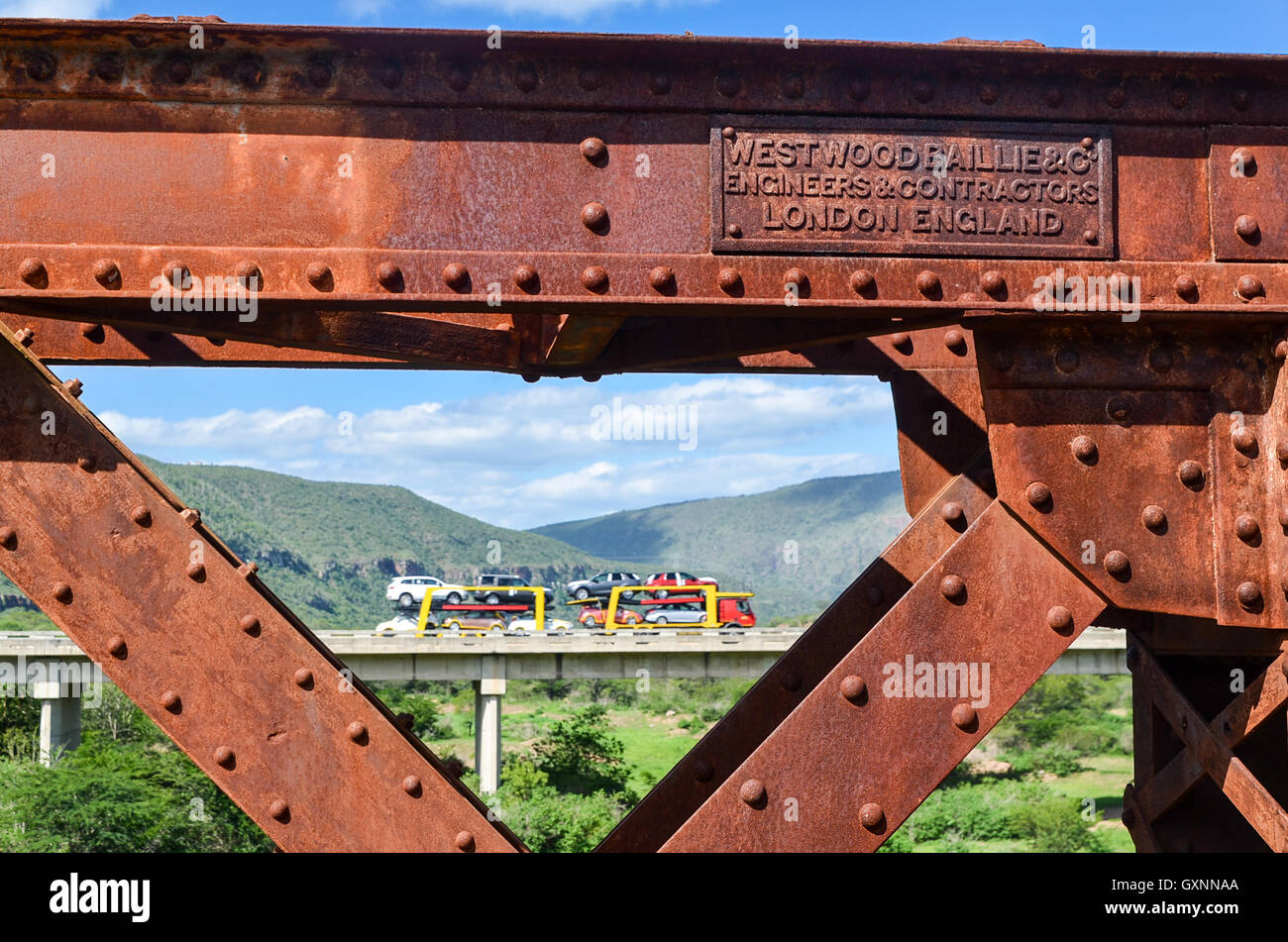 British-costruito vecchio Kei River Bridge in Sud Africa Foto Stock