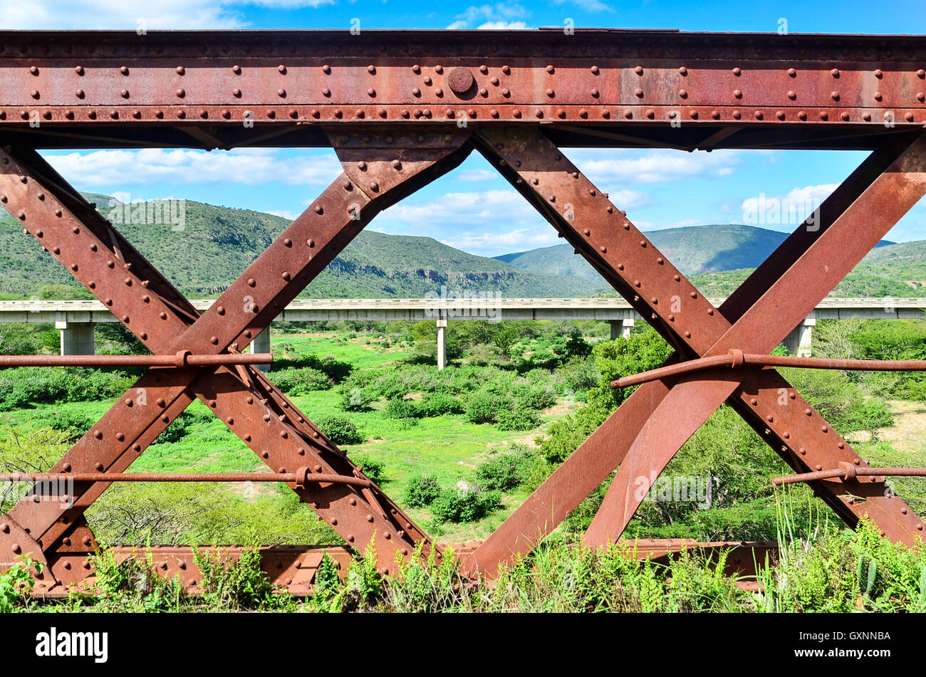 British-costruito vecchio Kei River Bridge in Sud Africa Foto Stock