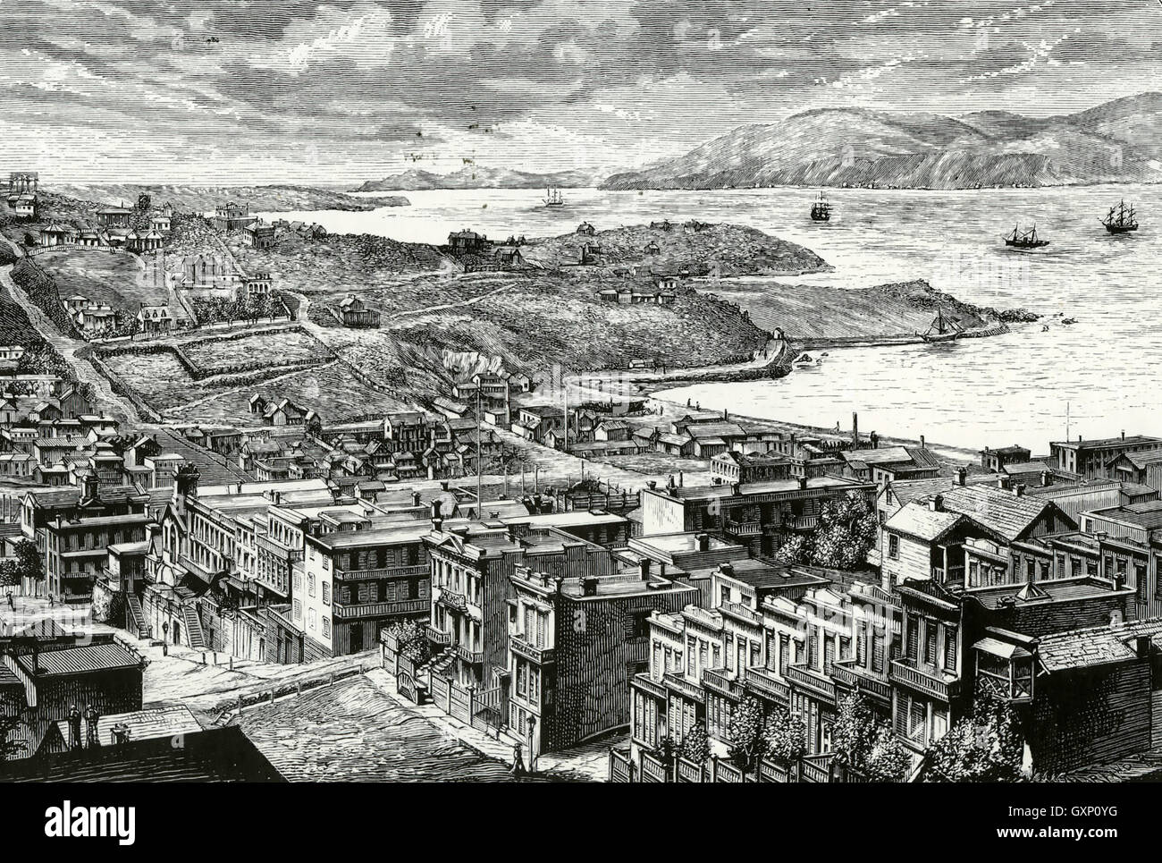 SAN FRANCISCO circa 1845 prima della gold rush trasformò la città Foto Stock