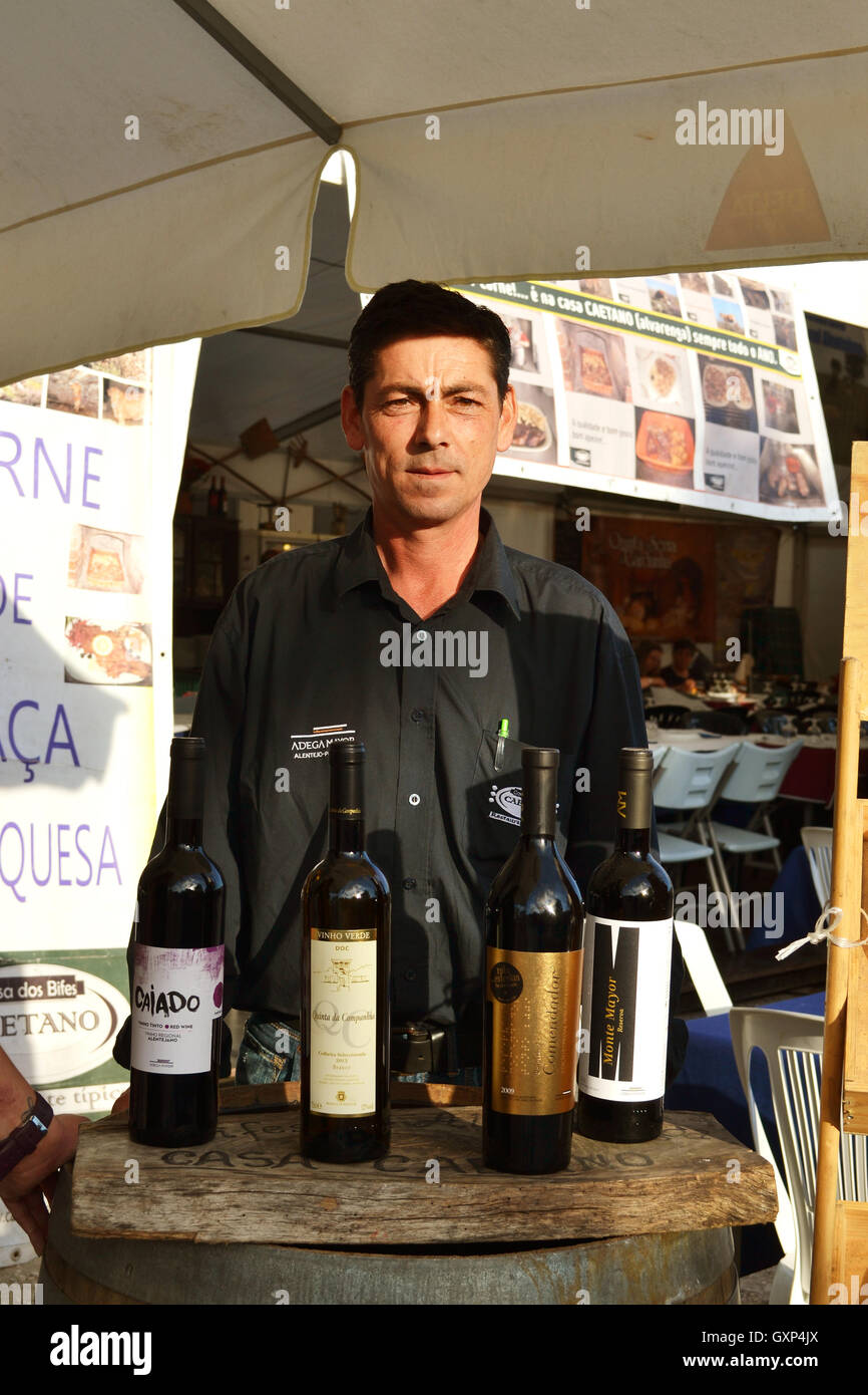 Il commercio del vino in pneumatici fiera pubblica. Vino portoghese è uno dei più famosi e migliori vini del mondo. Foto Stock